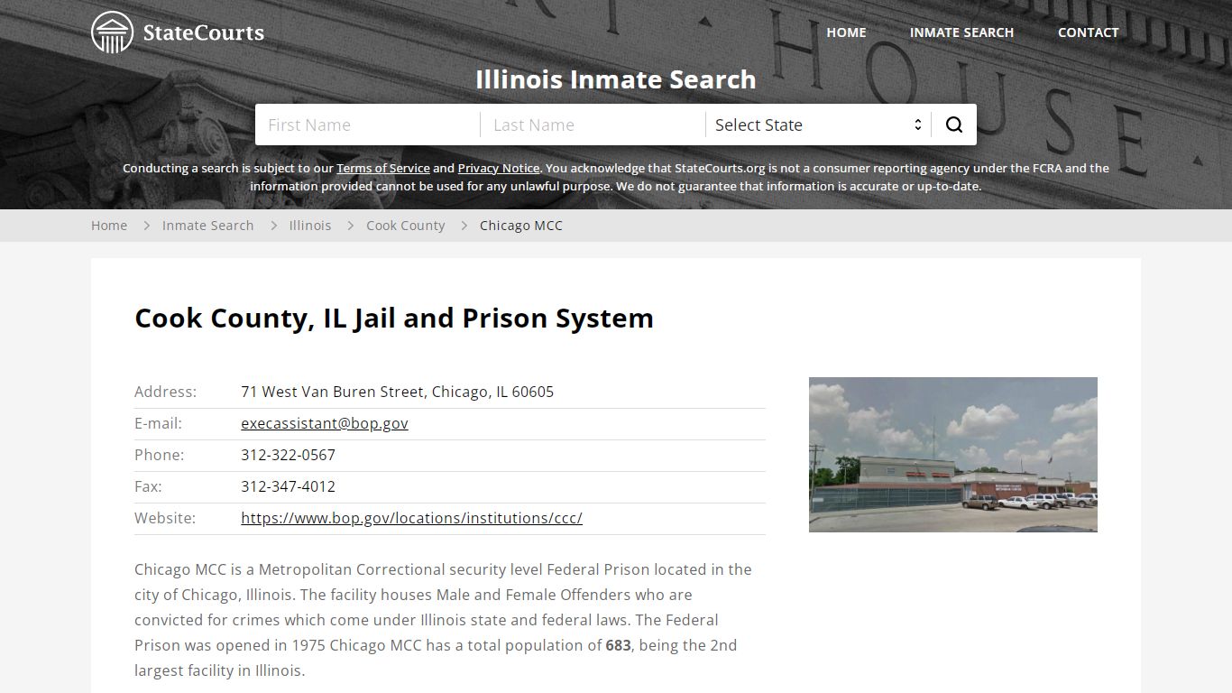Chicago MCC Inmate Records Search, Illinois - StateCourts