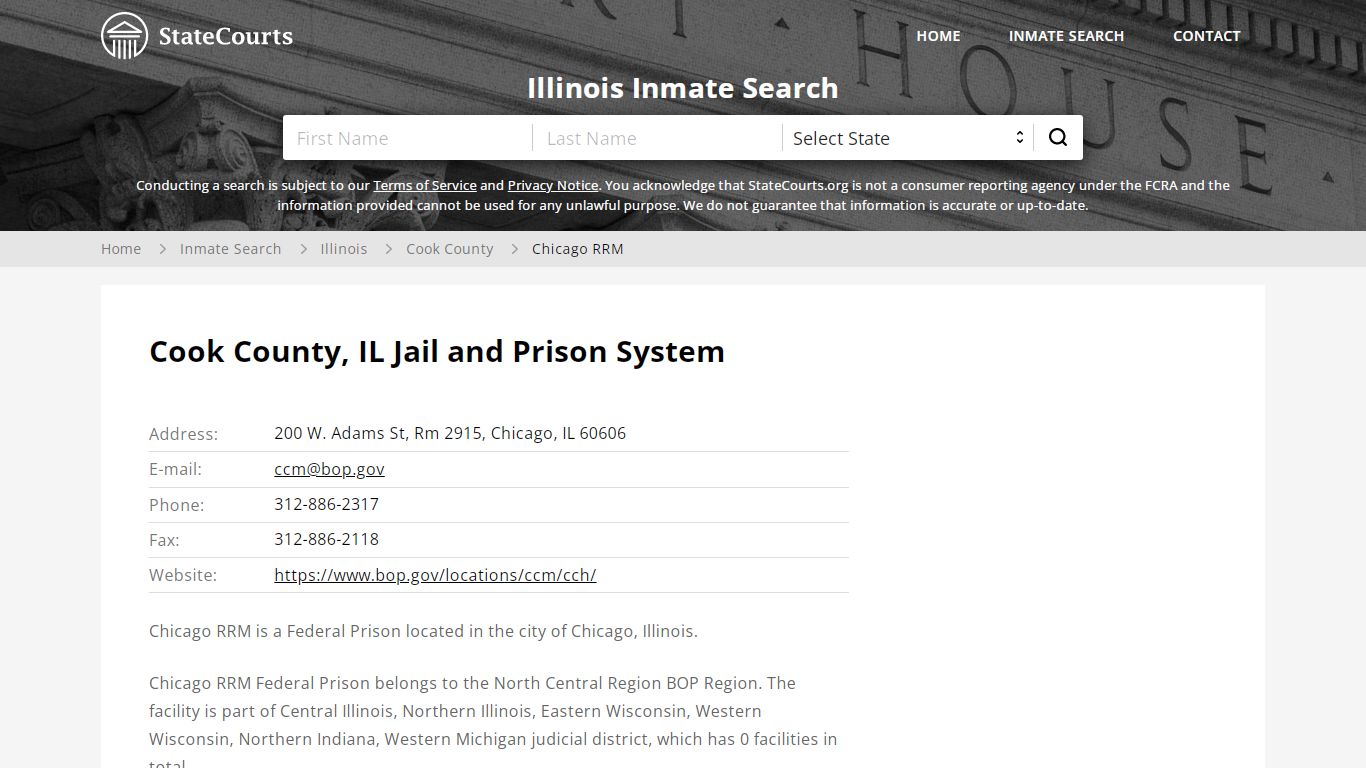Chicago RRM Inmate Records Search, Illinois - StateCourts